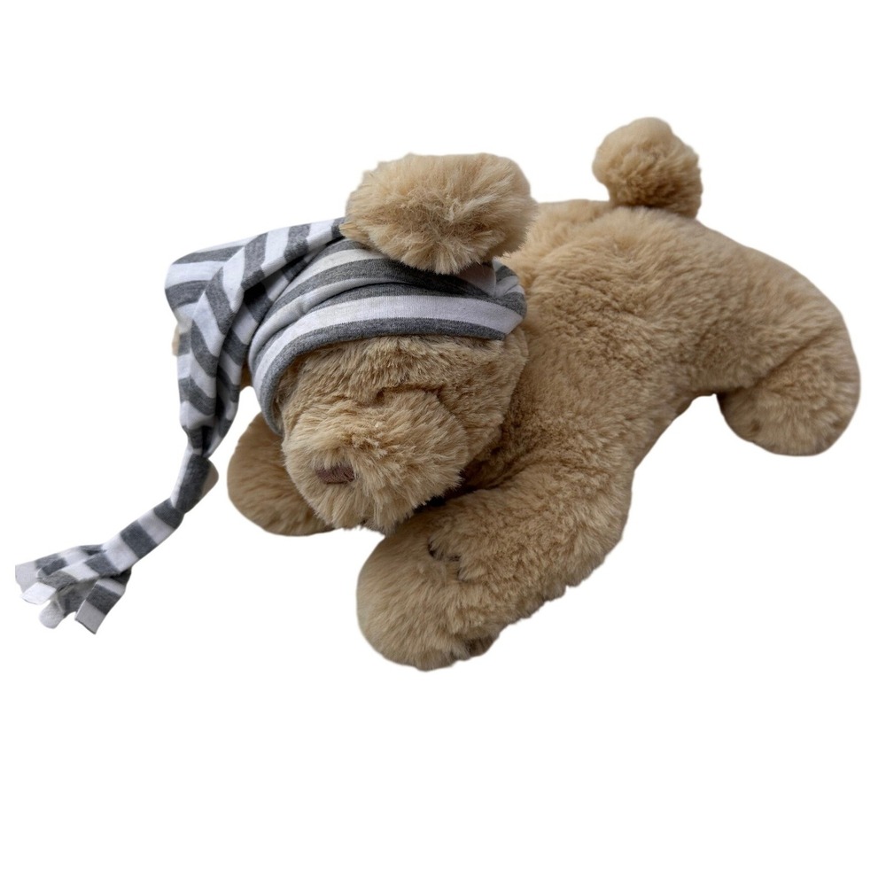 Gund Plush Sleepytime Puppy Tan Dog Striped Hat Lovey Stuffed Animal Kids Toy